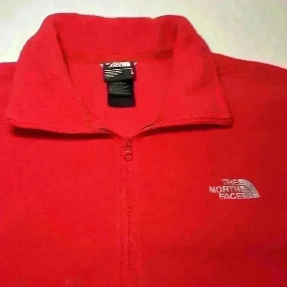 The North Face 1/4 Zip Red Long Sleeve Performance Fleece Mens Size Large - Picture 5 of 9